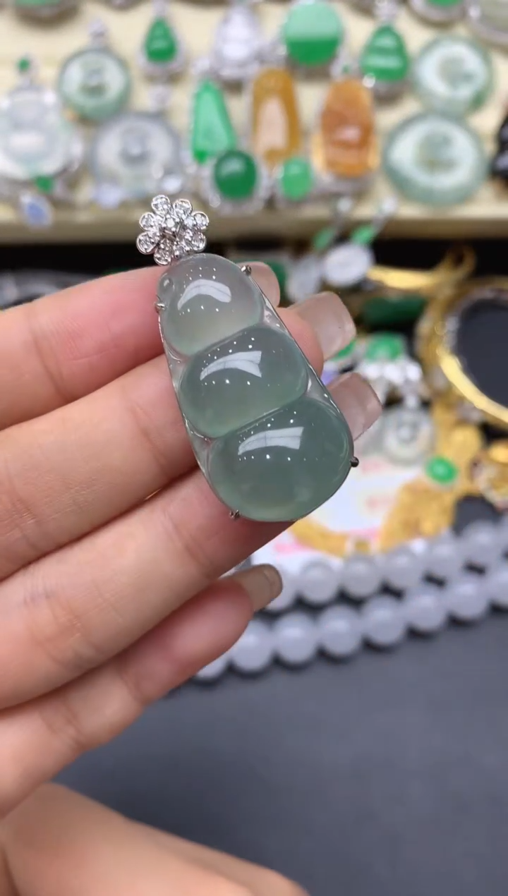 颈饰18K金镶嵌翡翠419-中国好珍宝