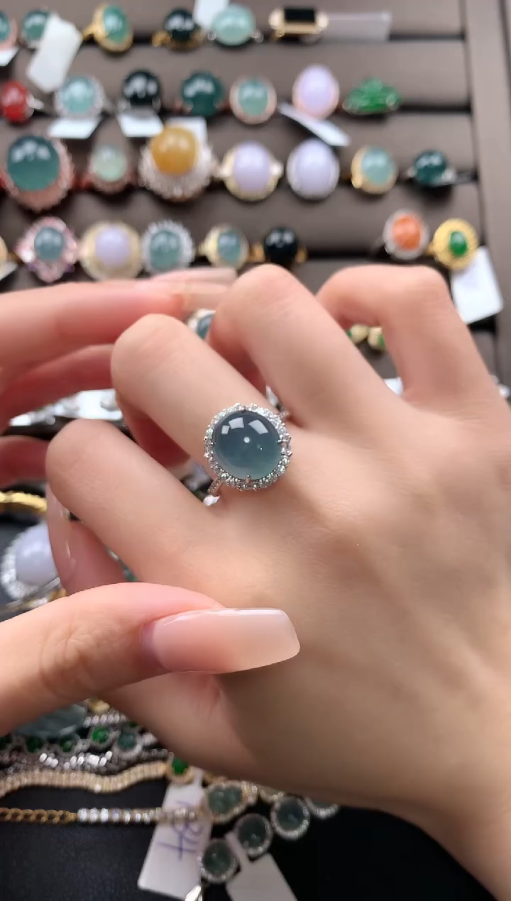 【闪购商品】翡翠戒指银S925镶嵌423432