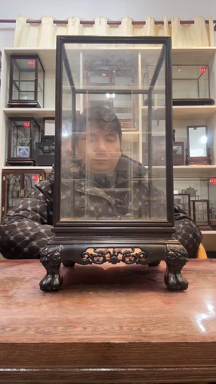 东非黑黄檀（紫光檀）木头款18    18   25玻璃罩