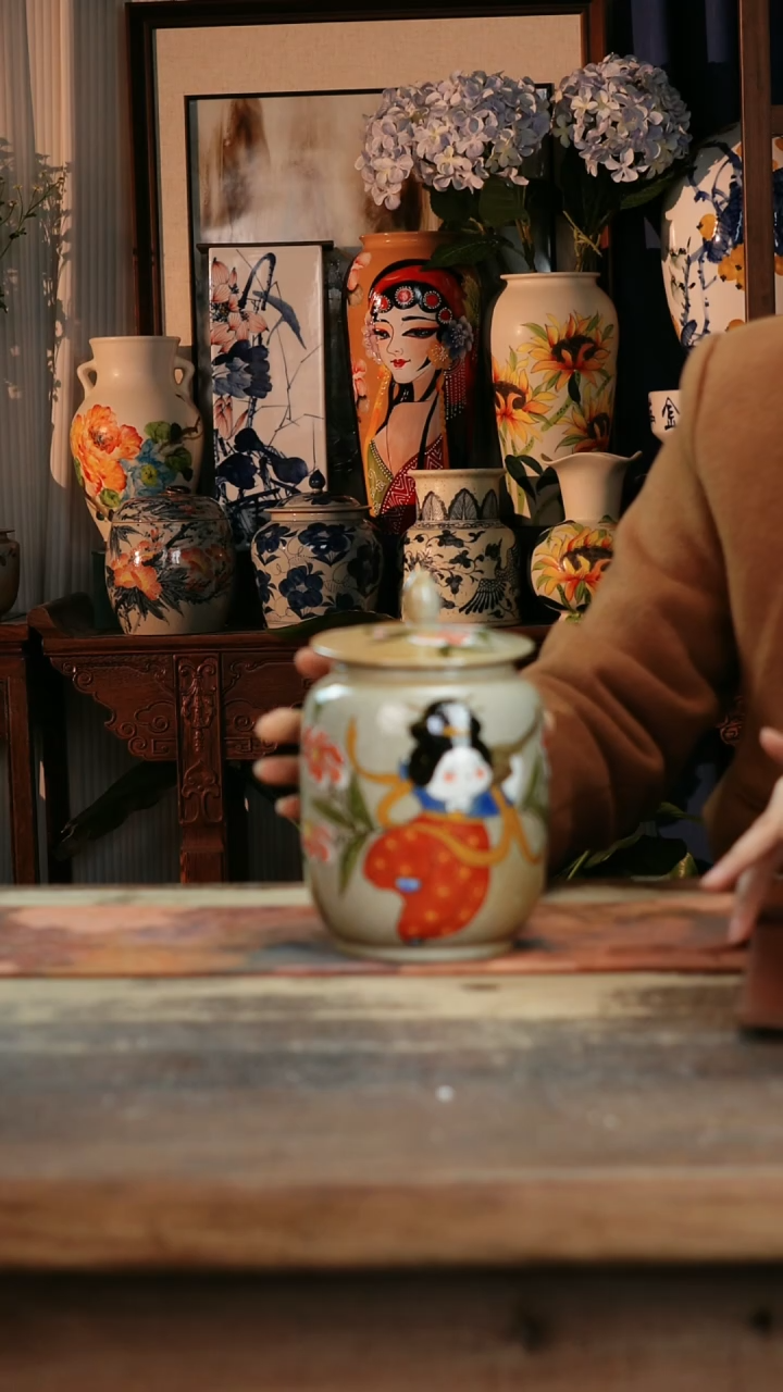 【闪购商品】瓷片景德镇纯手工釉下彩精品花瓶