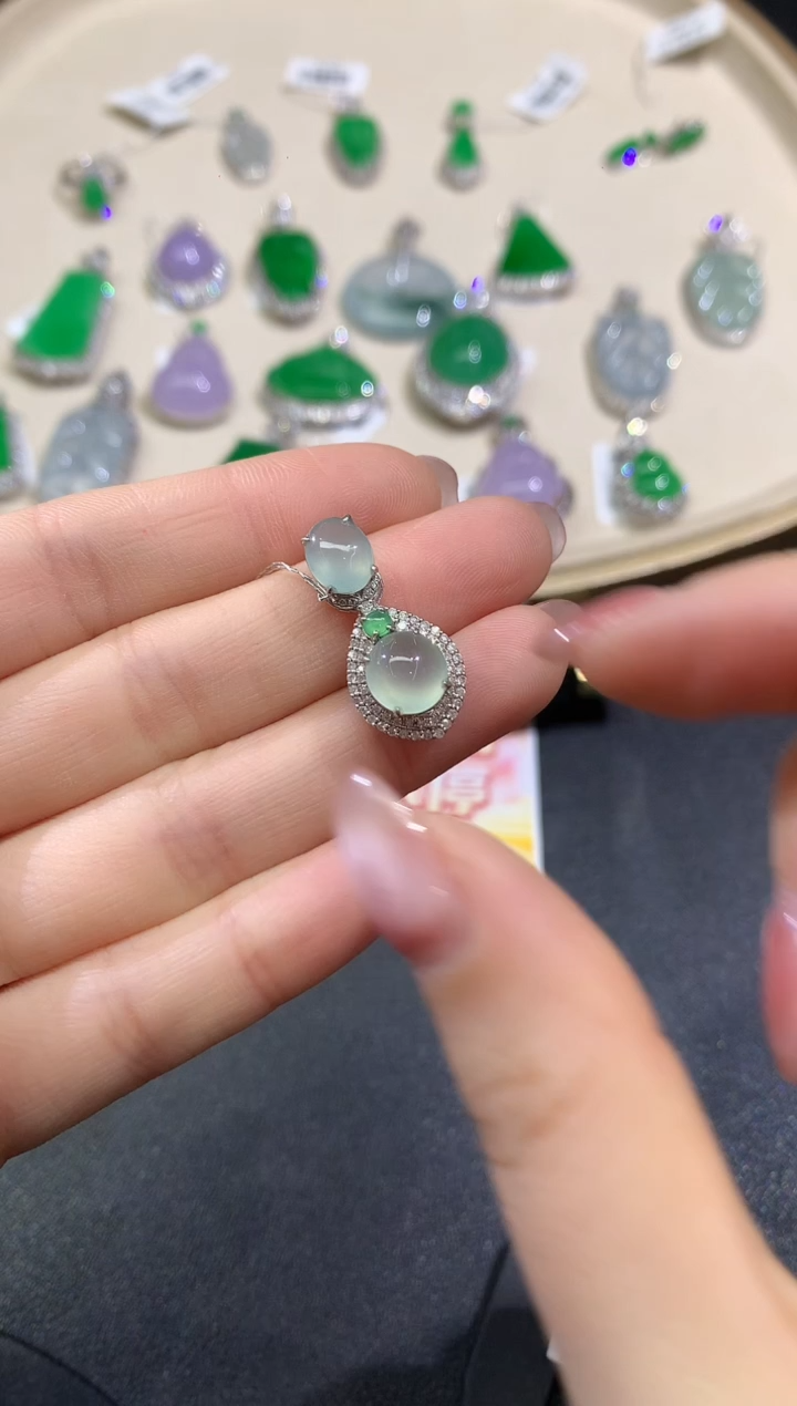 吊坠(不含链)18K金镶嵌翡翠吊坠A7|4980