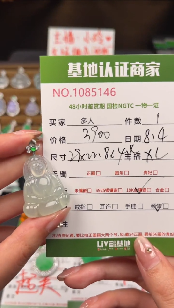 翡翠18K金镶嵌颈饰多人