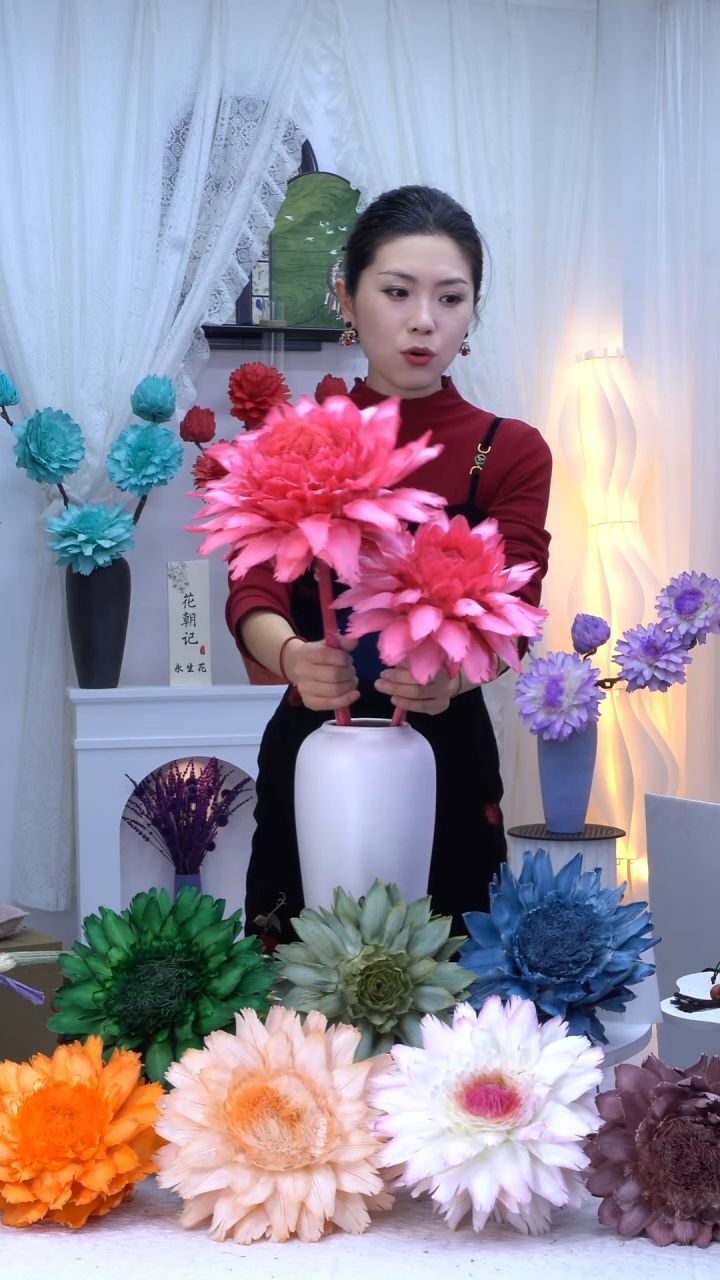 永生洋蓟亮粉2头【吸色问题】7426