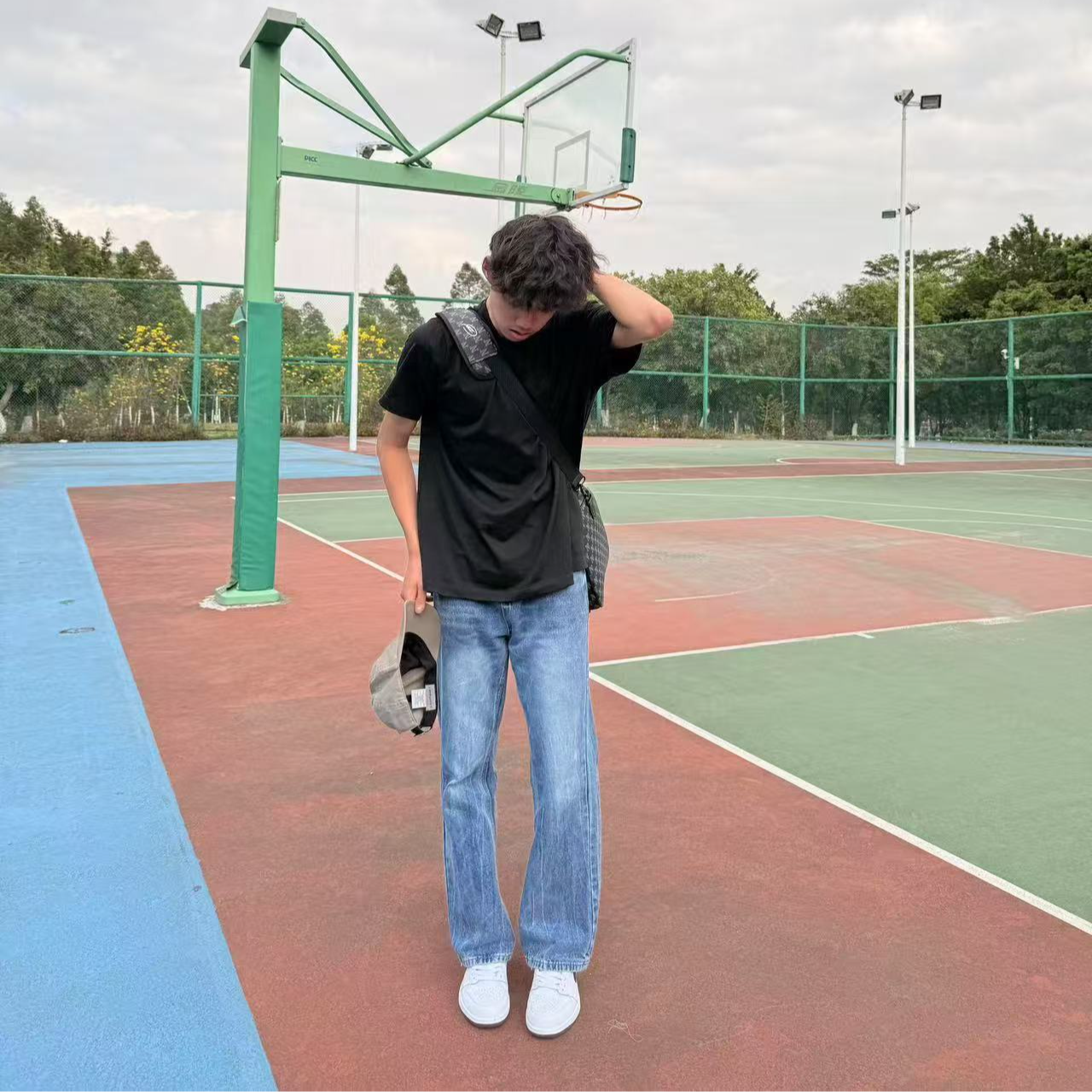 ZLAYCO闪电纹冰丝蓝美式高街百搭显瘦夏微喇男PANSK同版型牛仔裤
