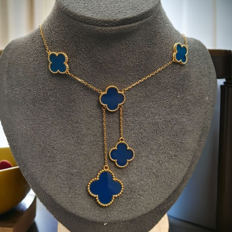 18k金六花重金Y字蓝玛瑙套链