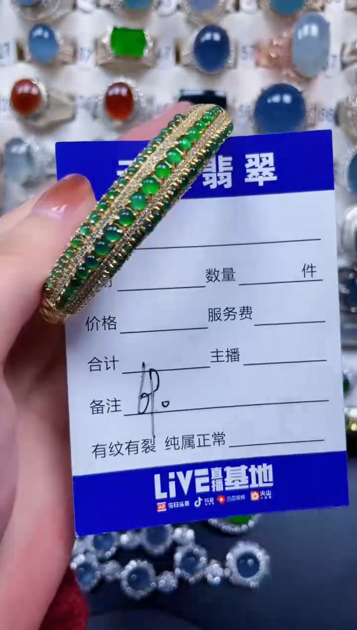 银S925镶嵌手镯翡翠690