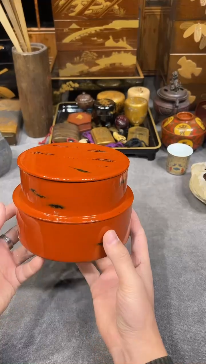 根来塗 两段 大漆漆器大漆漆器