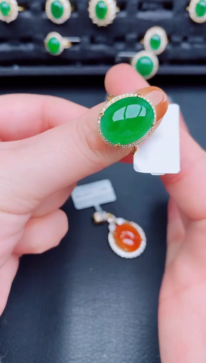 【闪购商品】翡翠戒指银S925镶嵌天然a货翡翠348