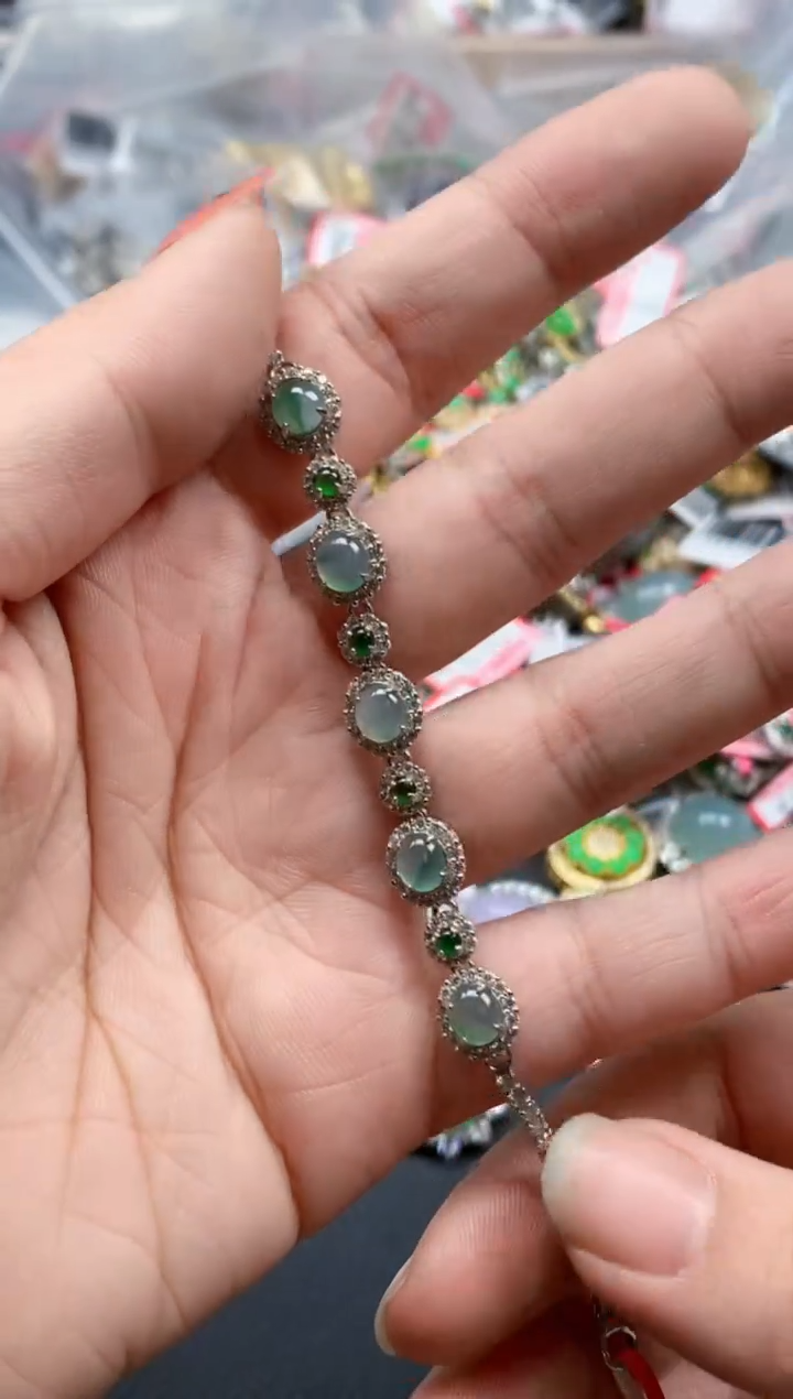 银S925镶嵌戒指翡翠天然A货缅甸翡翠