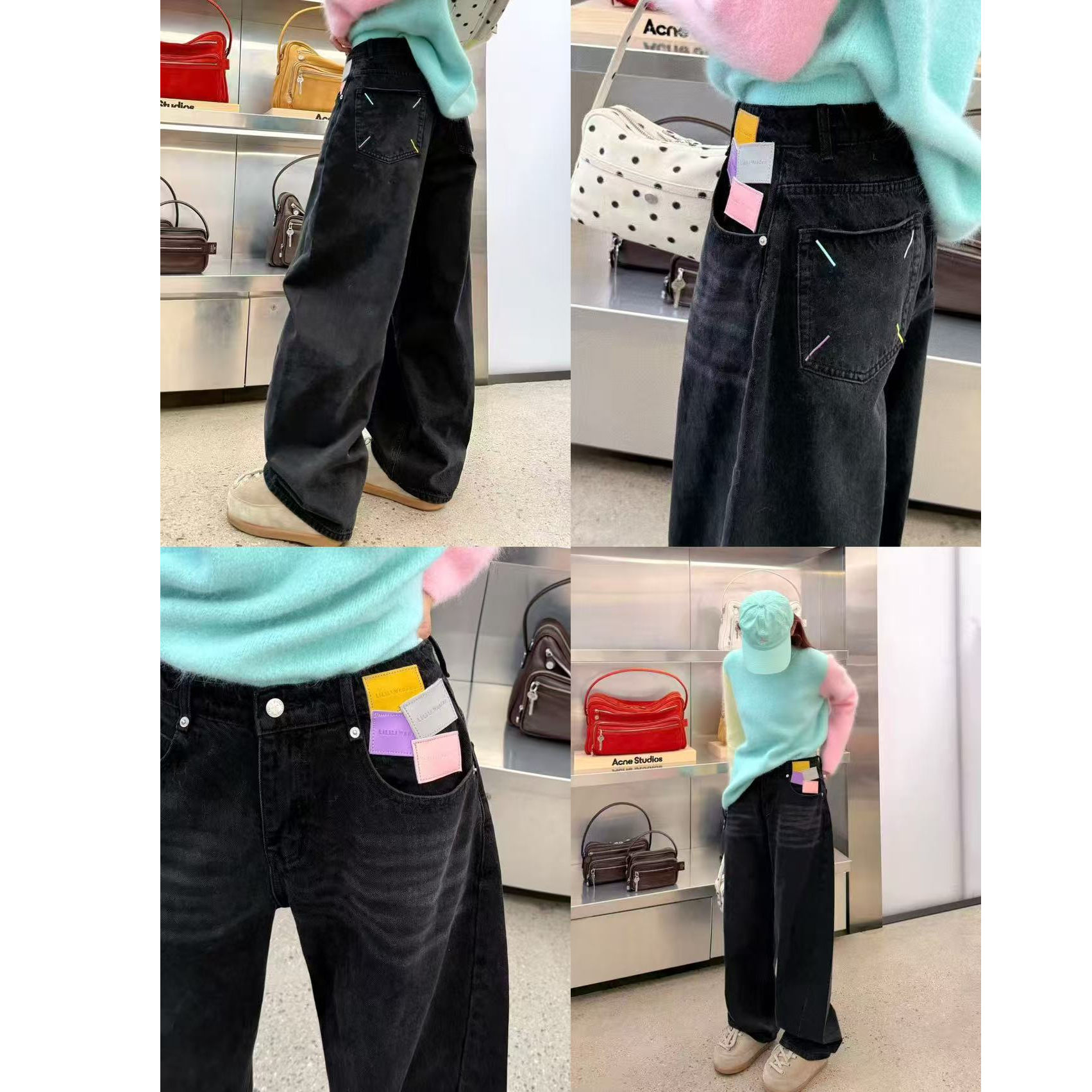 婉君Q【定制皮牌牛仔】原创磨毛加厚复古洗水工艺牛仔裤WJ25D4K3620