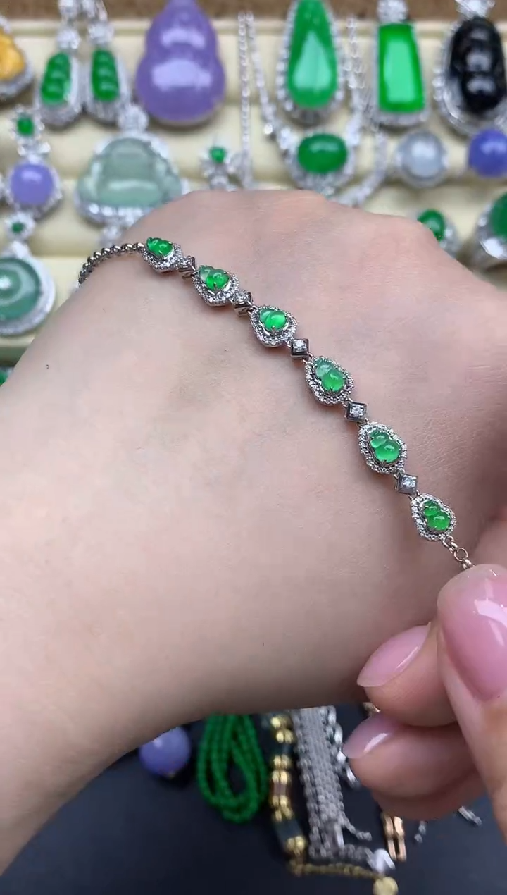 【闪购商品】翡翠手串18K金镶嵌412-中国好珍宝