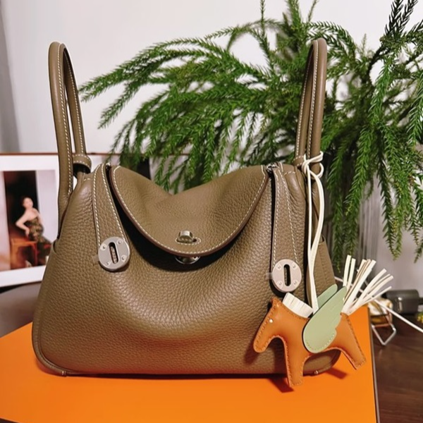 99新 Hermes/爱马仕 【小花念念】Lindy 26 大象灰 TC皮 C刻 银扣包