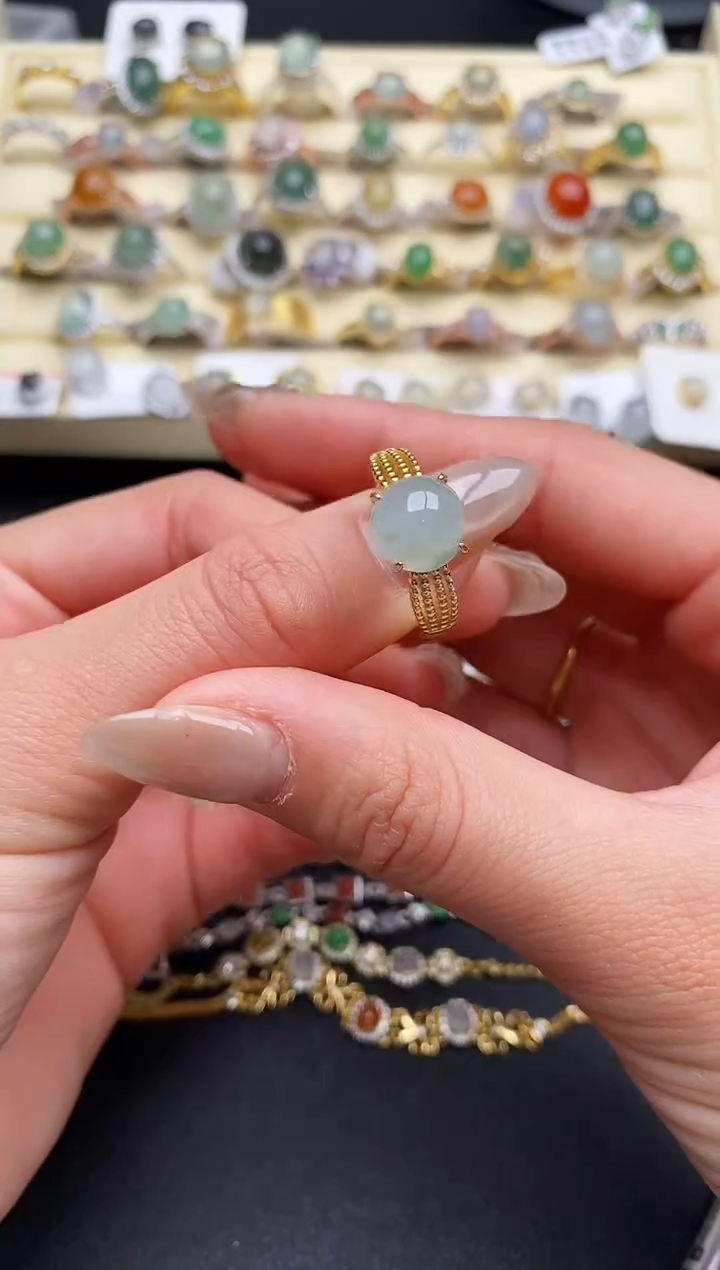 【闪购商品】翡翠戒指银S925镶嵌55555555+1