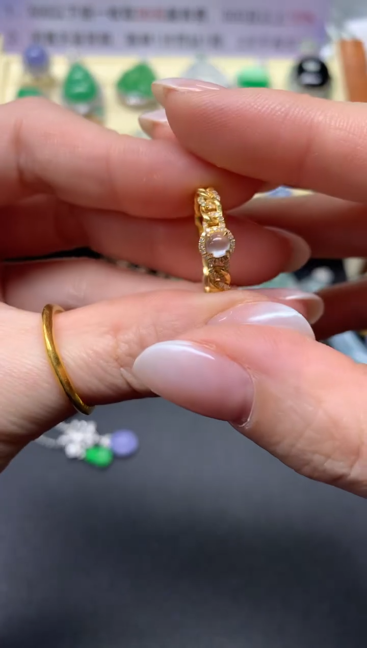 【闪购商品】翡翠戒指18K金镶嵌戒指|2100+210