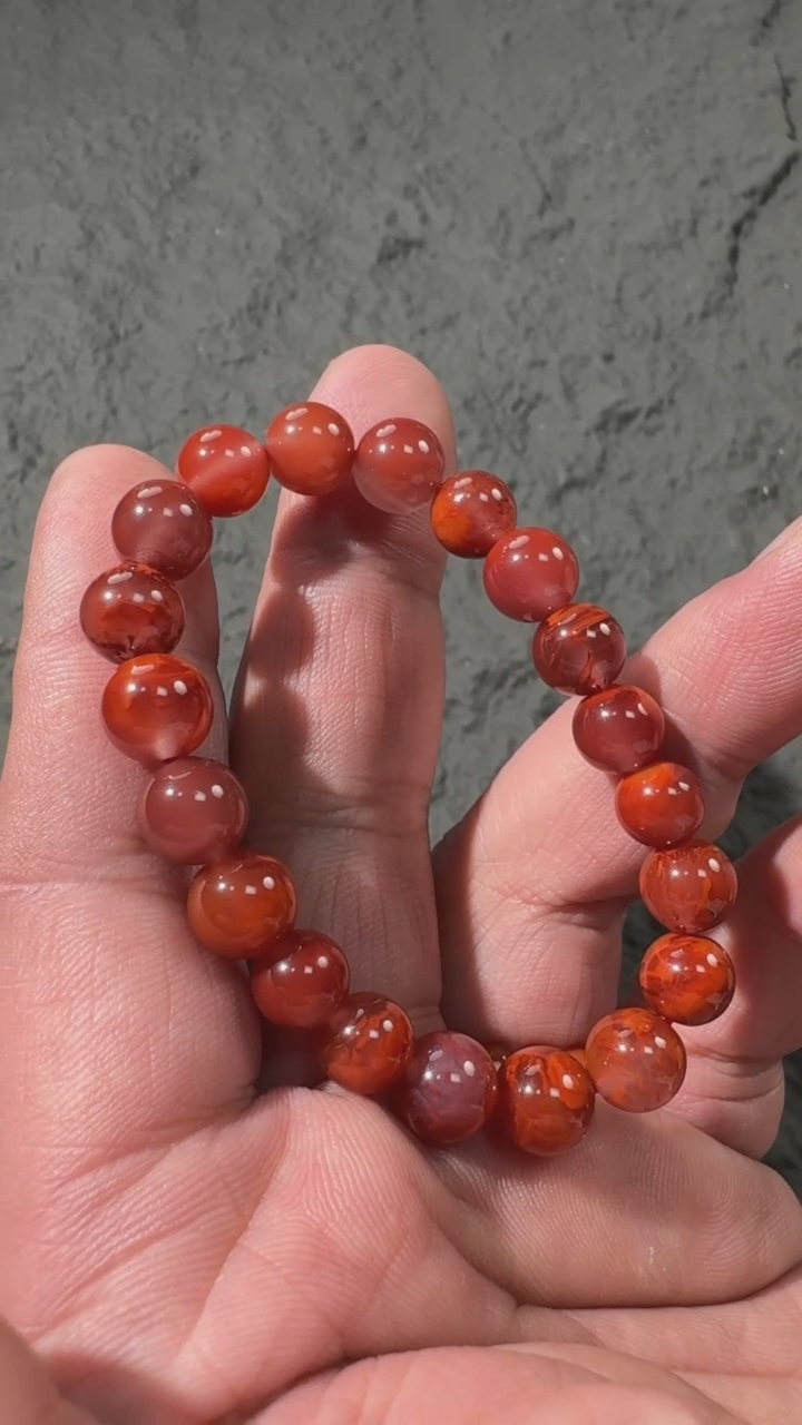 【闪购商品】南红玛瑙手串未镶嵌火焰纹圆珠手串8mm