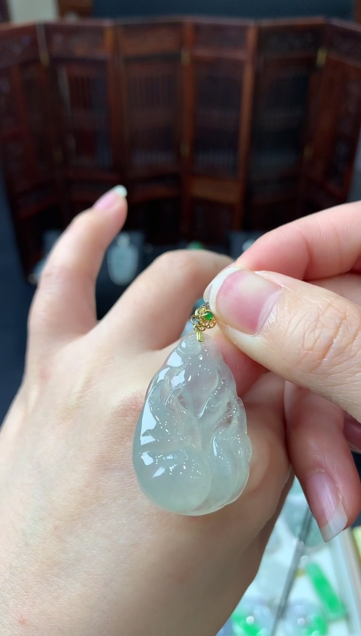 【闪购商品】翡翠吊坠(不含链)18K金镶嵌挂件