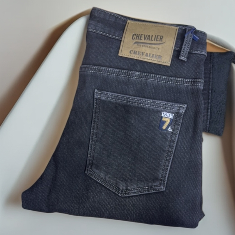 016#(裤长约98)加绒加厚秋冬季潮流百搭牛仔裤男士修身直筒裤