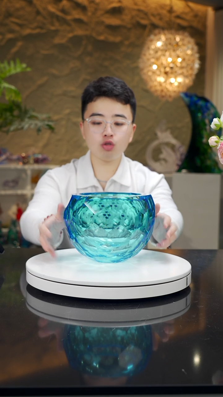 手工艺品琉璃宝石蓝聚宝盆