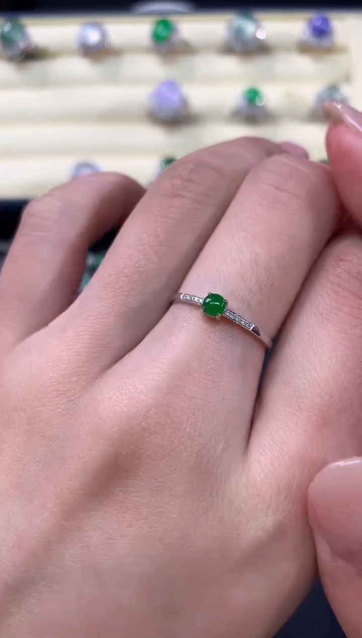 【闪购商品】翡翠戒指18K金镶嵌戒指A300|1800