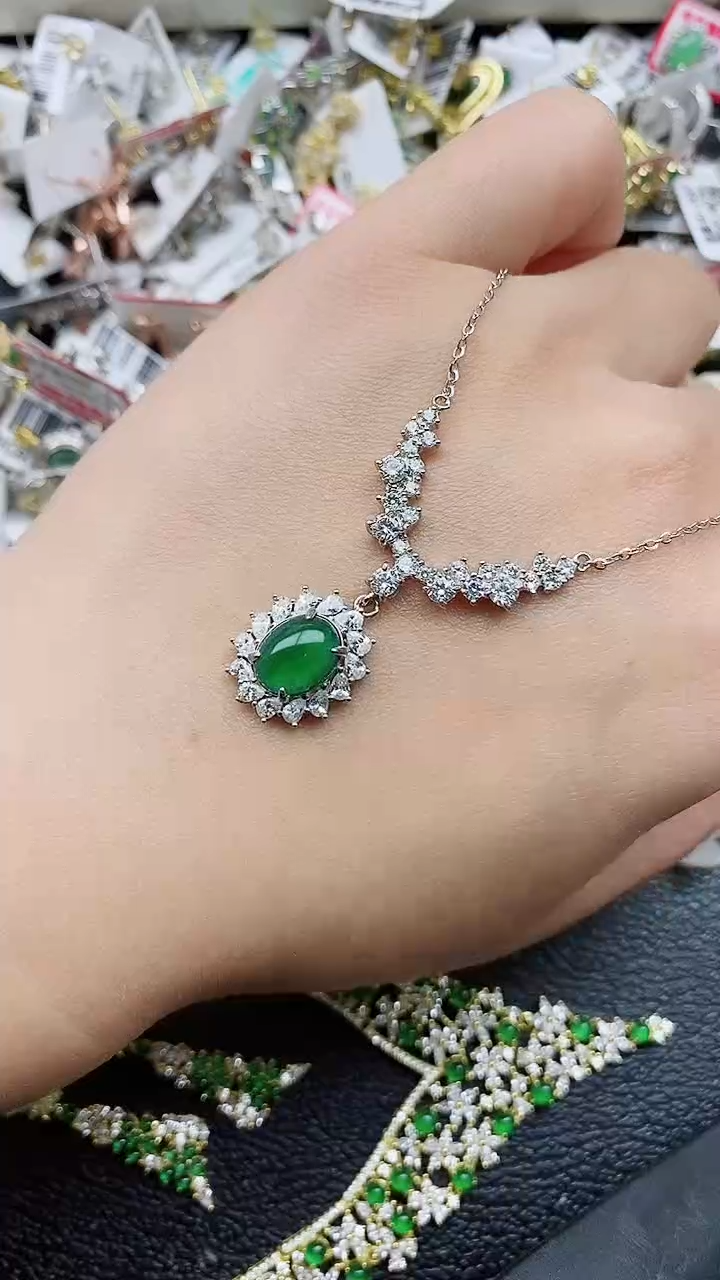 银S925镶嵌戒指翡翠1