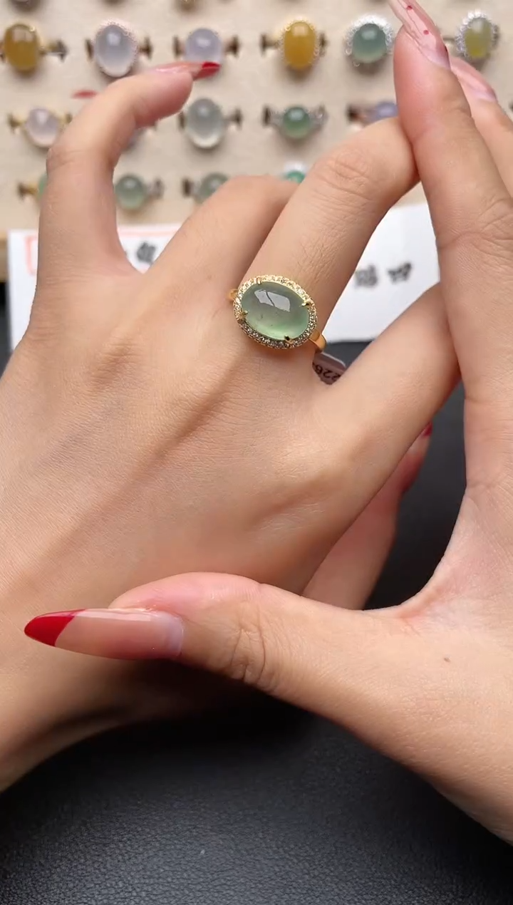 【闪购商品】翡翠戒指银S925镶嵌一物一证一礼盒