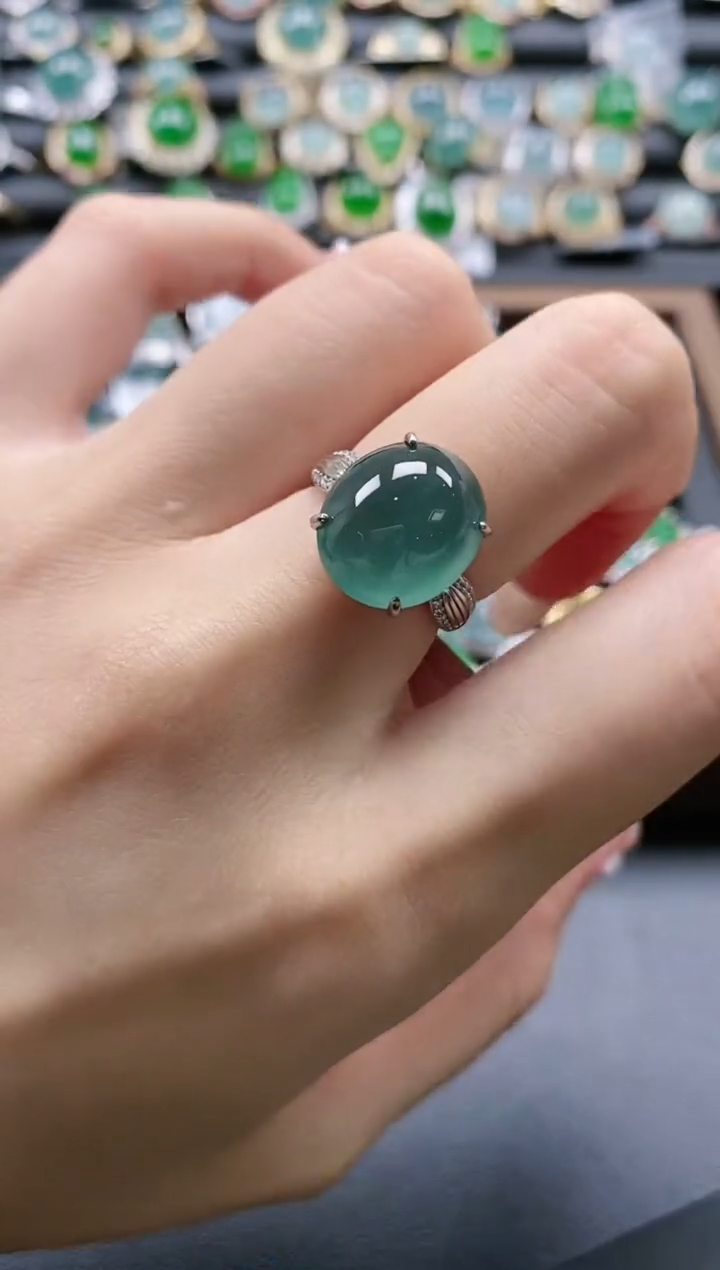 【闪购商品】翡翠戒指银S925镶嵌51511