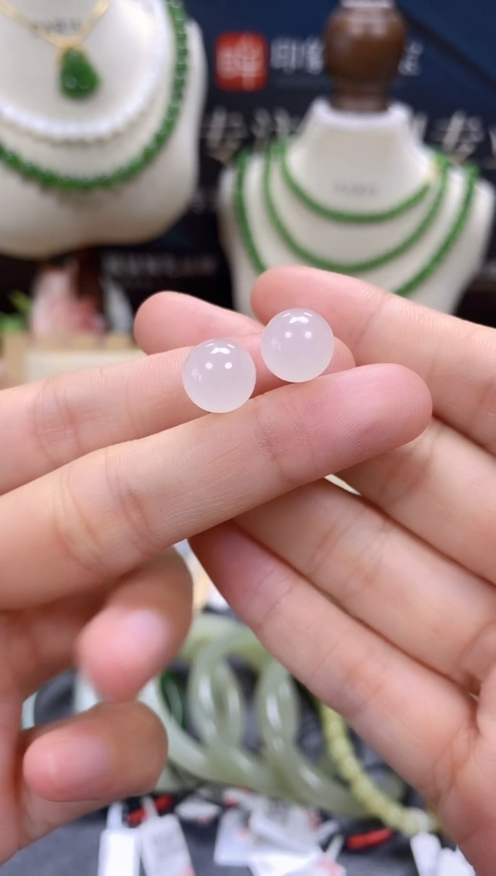 和田玉18K金镶嵌耳饰天然玉石多样性发一cg