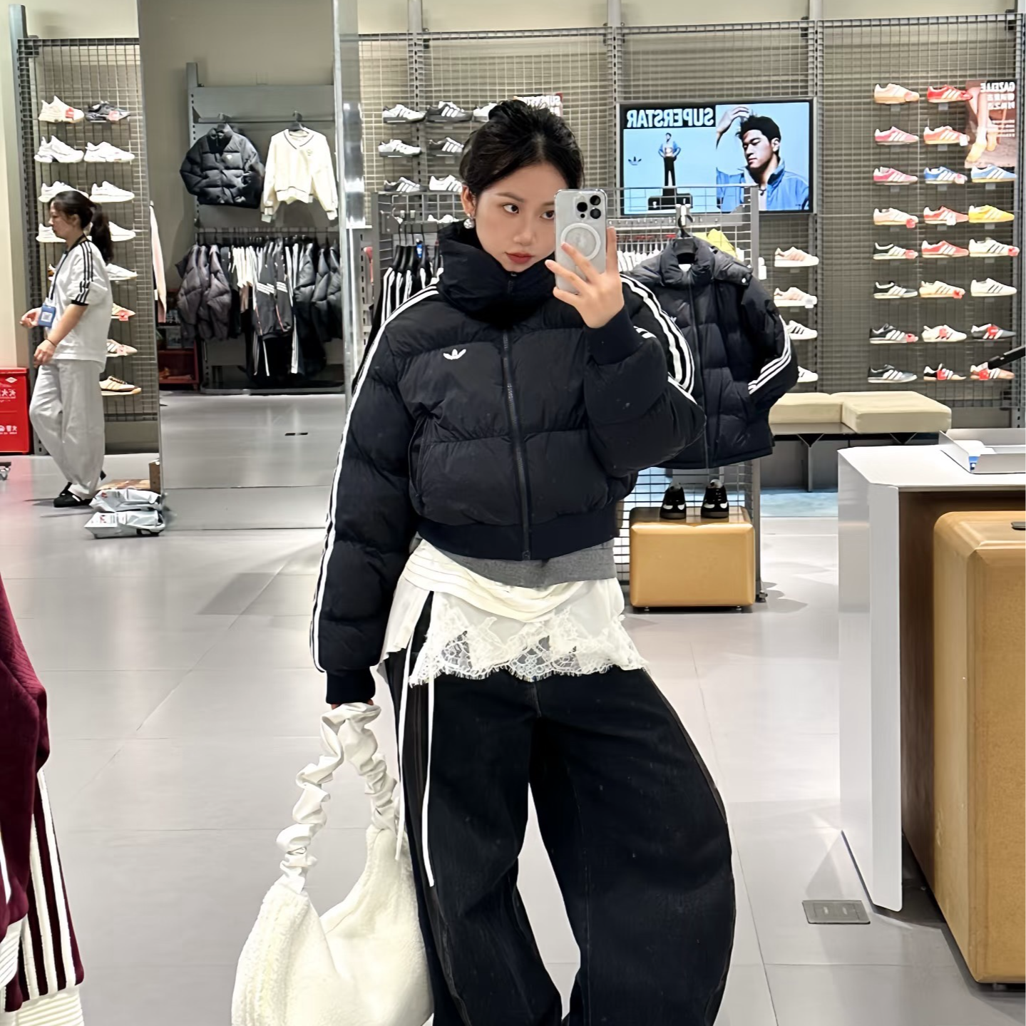 阿迪达斯 （adidas）女子百搭CROPPED PUFF休闲时尚立领棉服JX2970