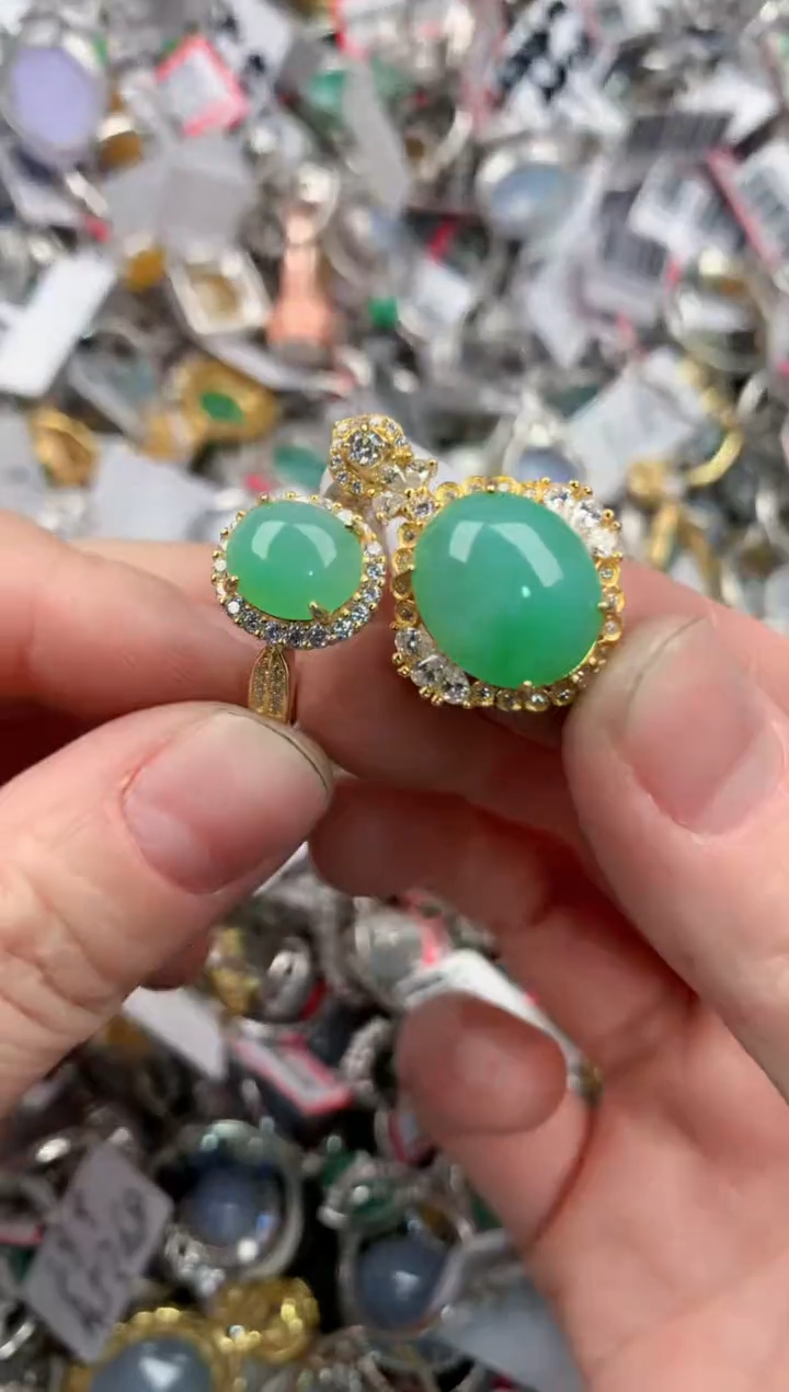 银S925镶嵌戒指翡翠11                  8