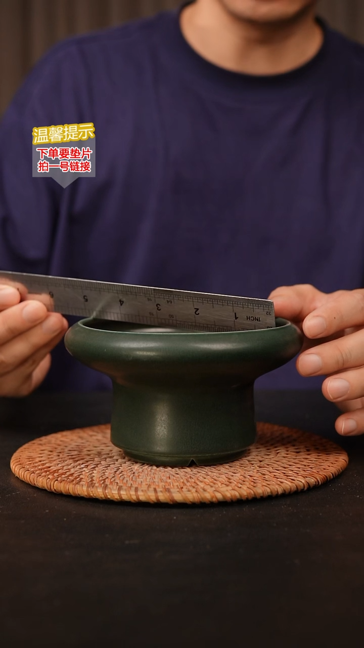 瓷片泥泥花盆 口12高8