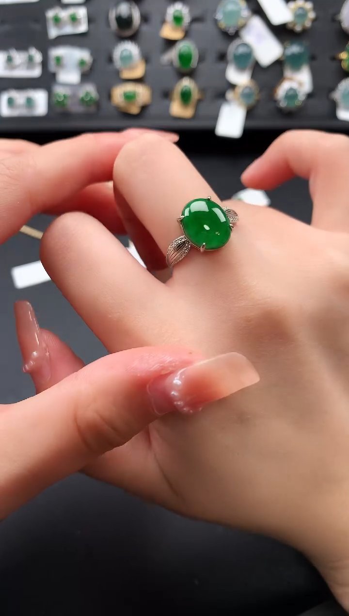 【闪购商品】翡翠戒指银S925镶嵌52141