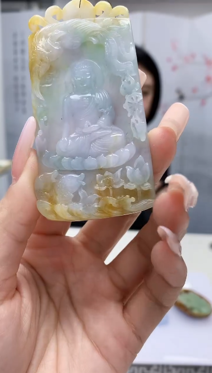 【闪购商品】定制翡翠未镶嵌3123lr-毛货挂件39