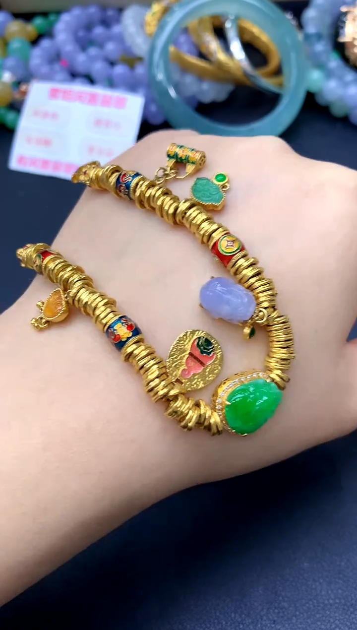 18K金镶嵌手链翡翠356-中国好珍宝