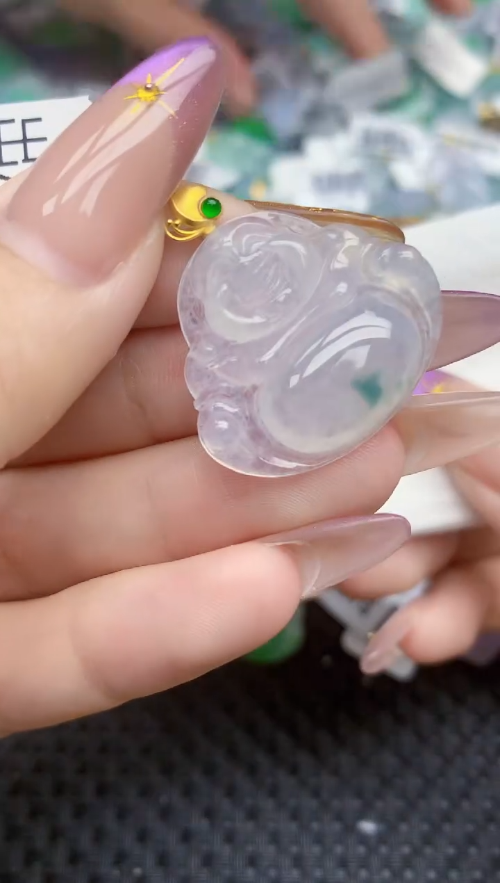 翡翠18K金镶嵌颈饰313   天然翡翠A货  百元以上9米证书费自理