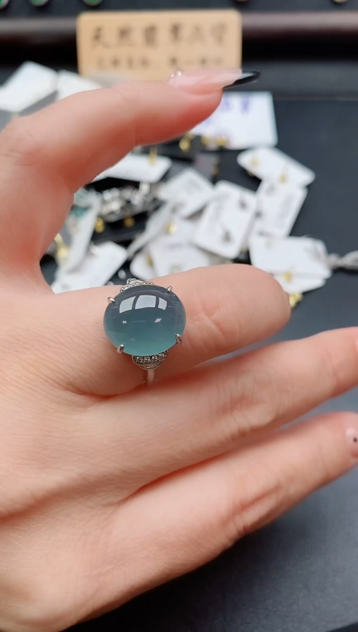 银S925镶嵌戒指翡翠1