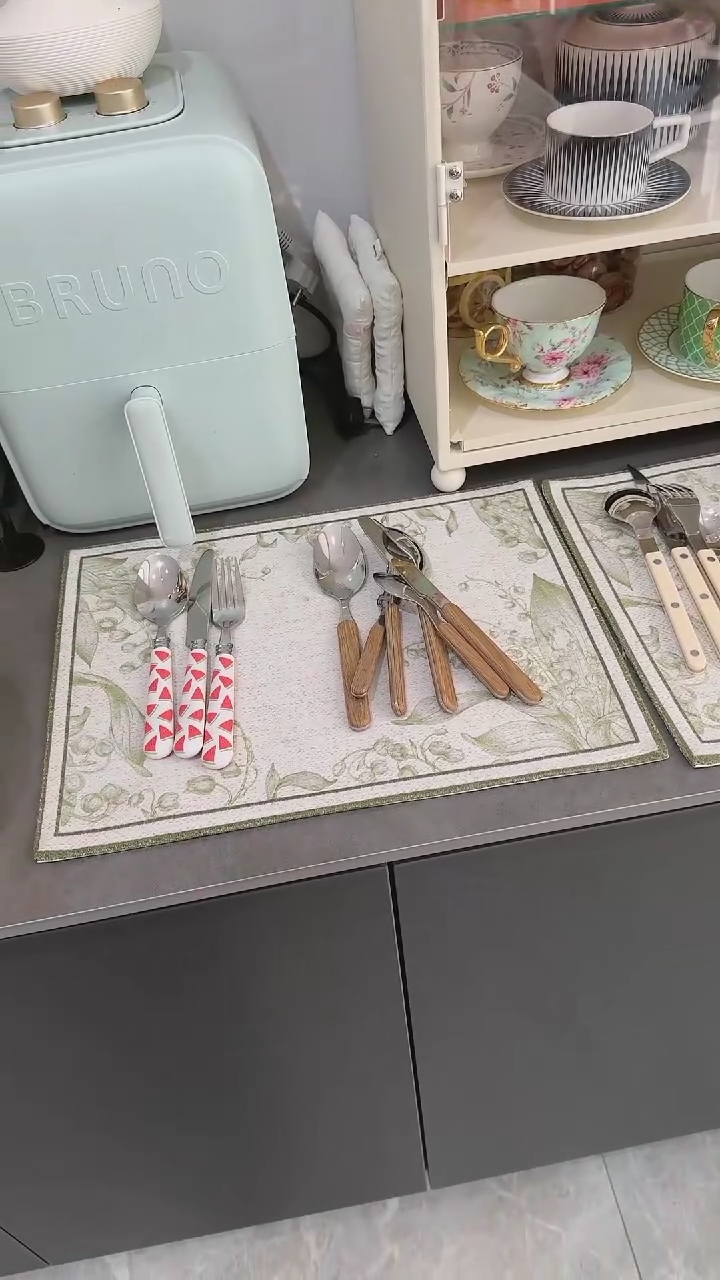 【闪购商品】瓷夹柄不锈钢叉勺6件套