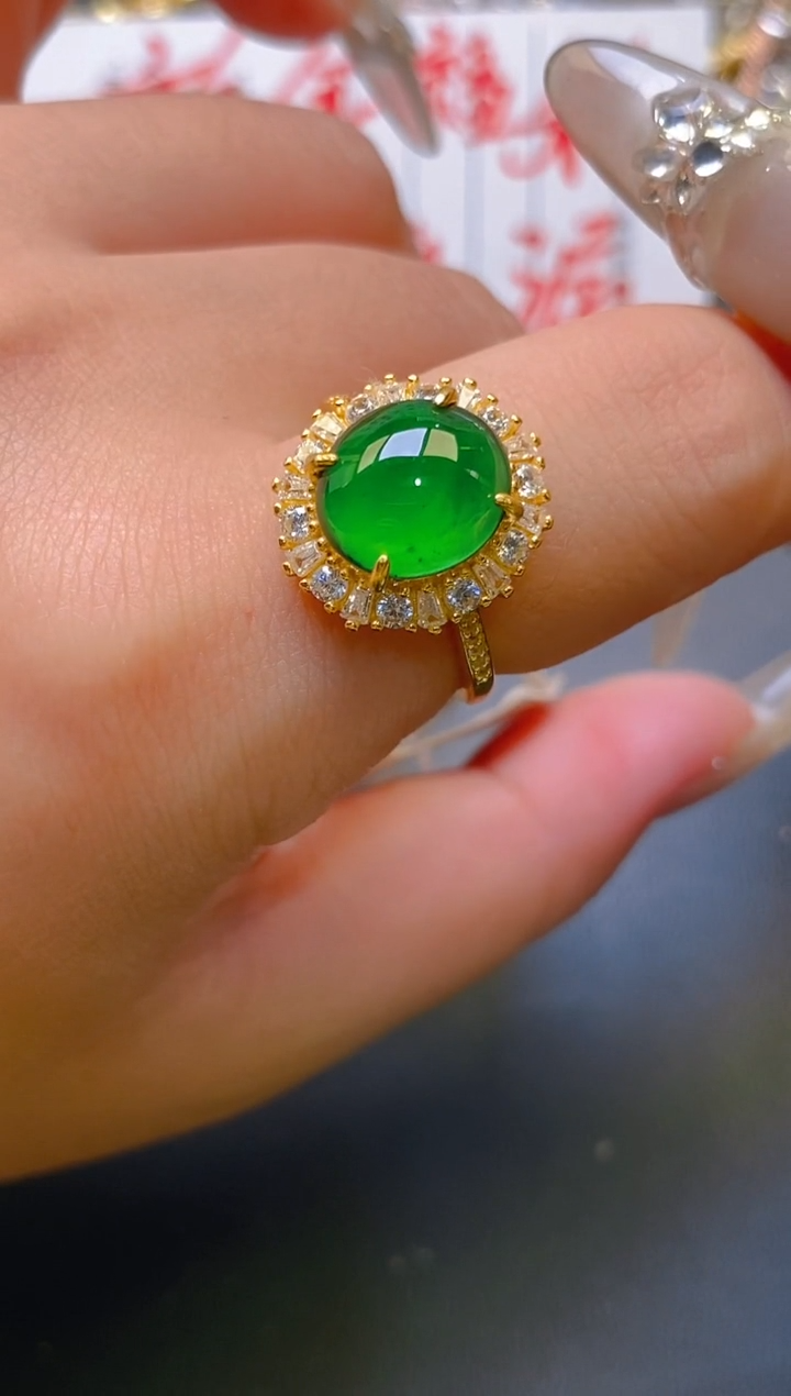 【闪购商品】翡翠耳饰银S925镶嵌天然A货翡翠1