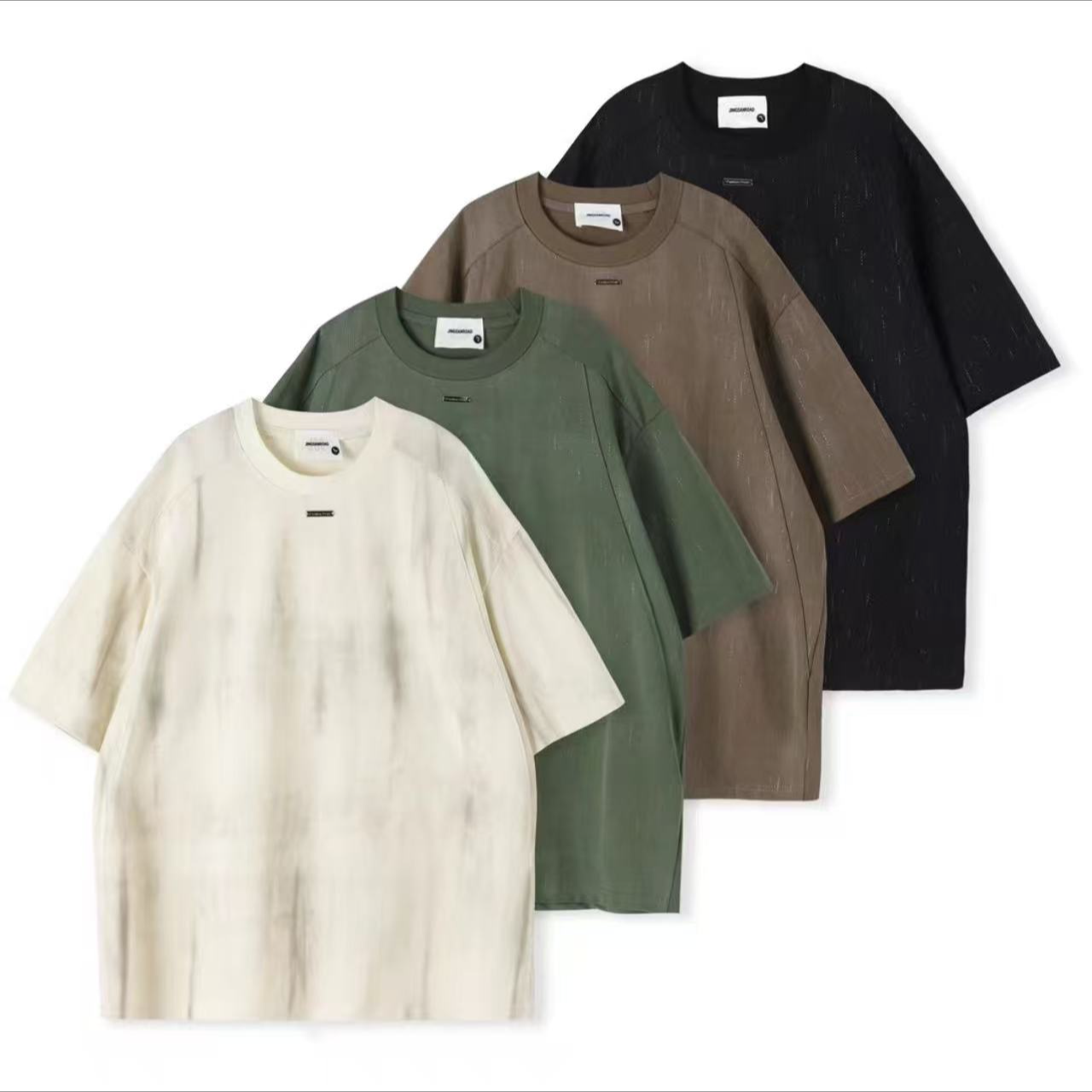 夏季凉感液氨扎染工艺满天星极简圆领短袖T恤6681