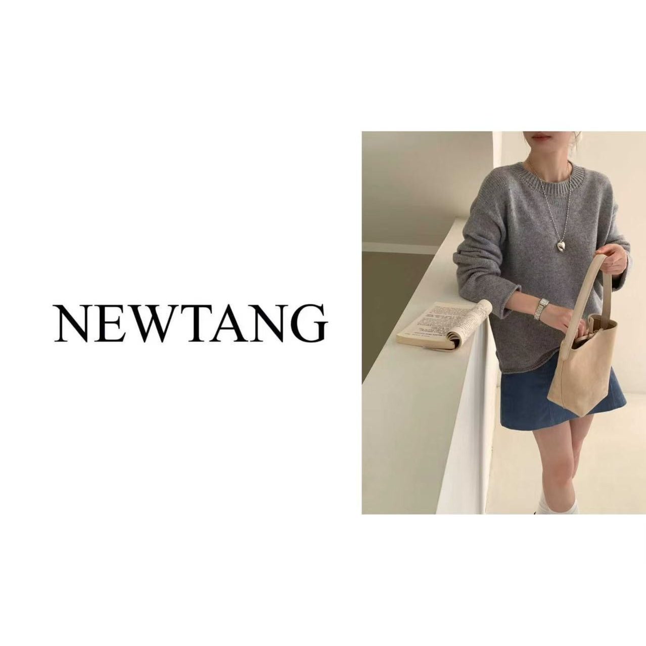 【惬意时光】383(含羊毛)秋冬新款圆领常规款长袖套头针织衫 灰