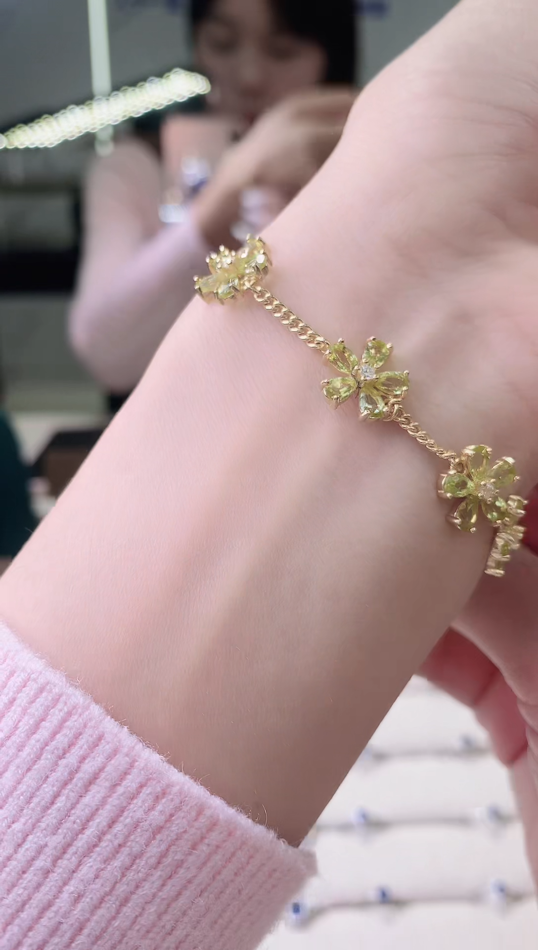 【闪购商品】橄榄石手链银S925镶嵌115-6 