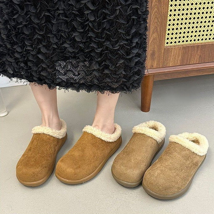 【运费险】毛毛勃肯鞋半拖鞋外穿2025年新款冬季加绒包头棉拖鞋女