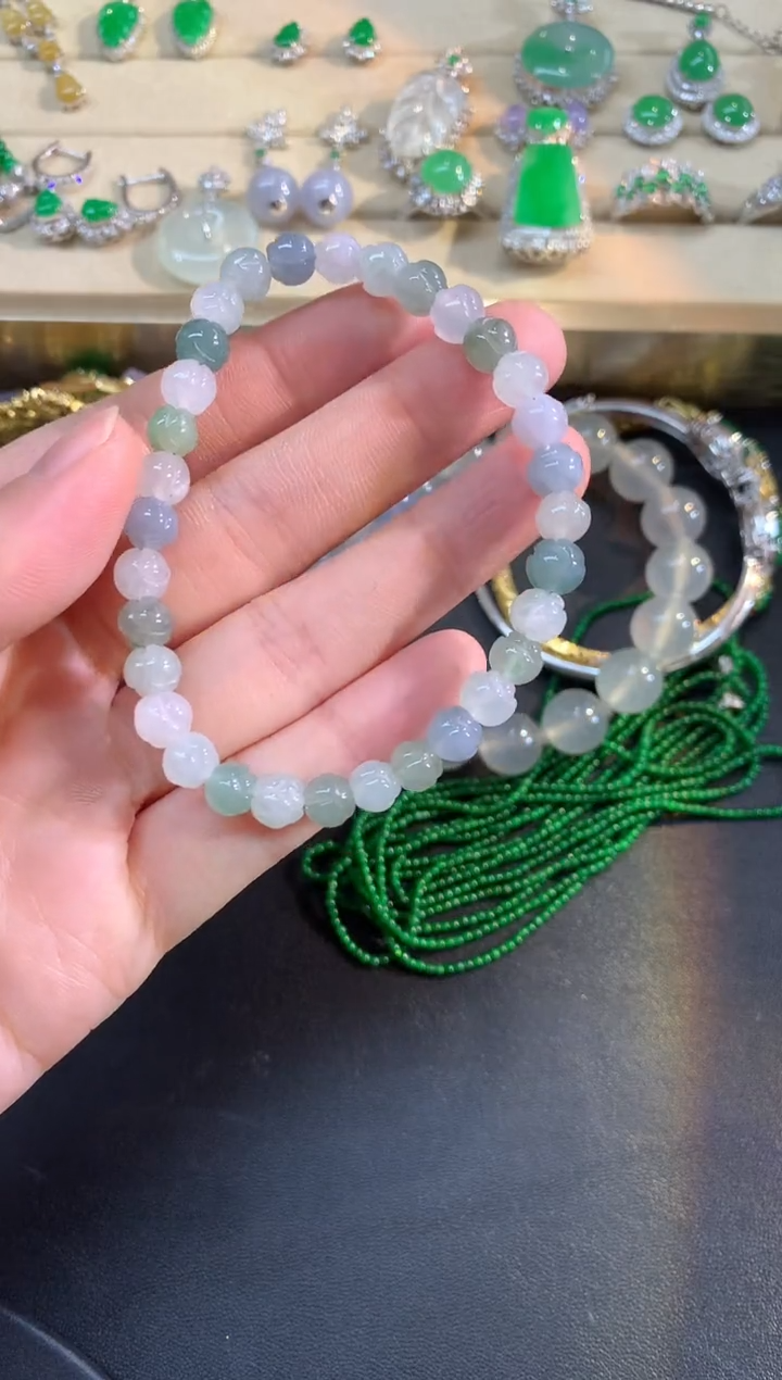 未镶嵌手串翡翠手串|500+25