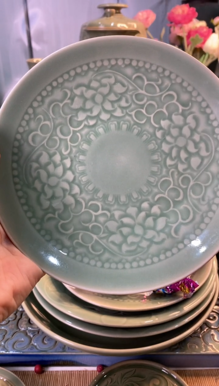 【闪购商品】b000023微瑕折枝牡丹盘【4只】