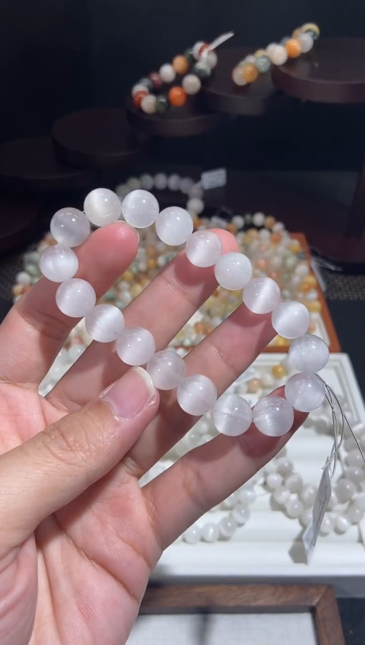 未镶嵌手串水晶18号链接-10咪+  兔毛水晶 婚纱白