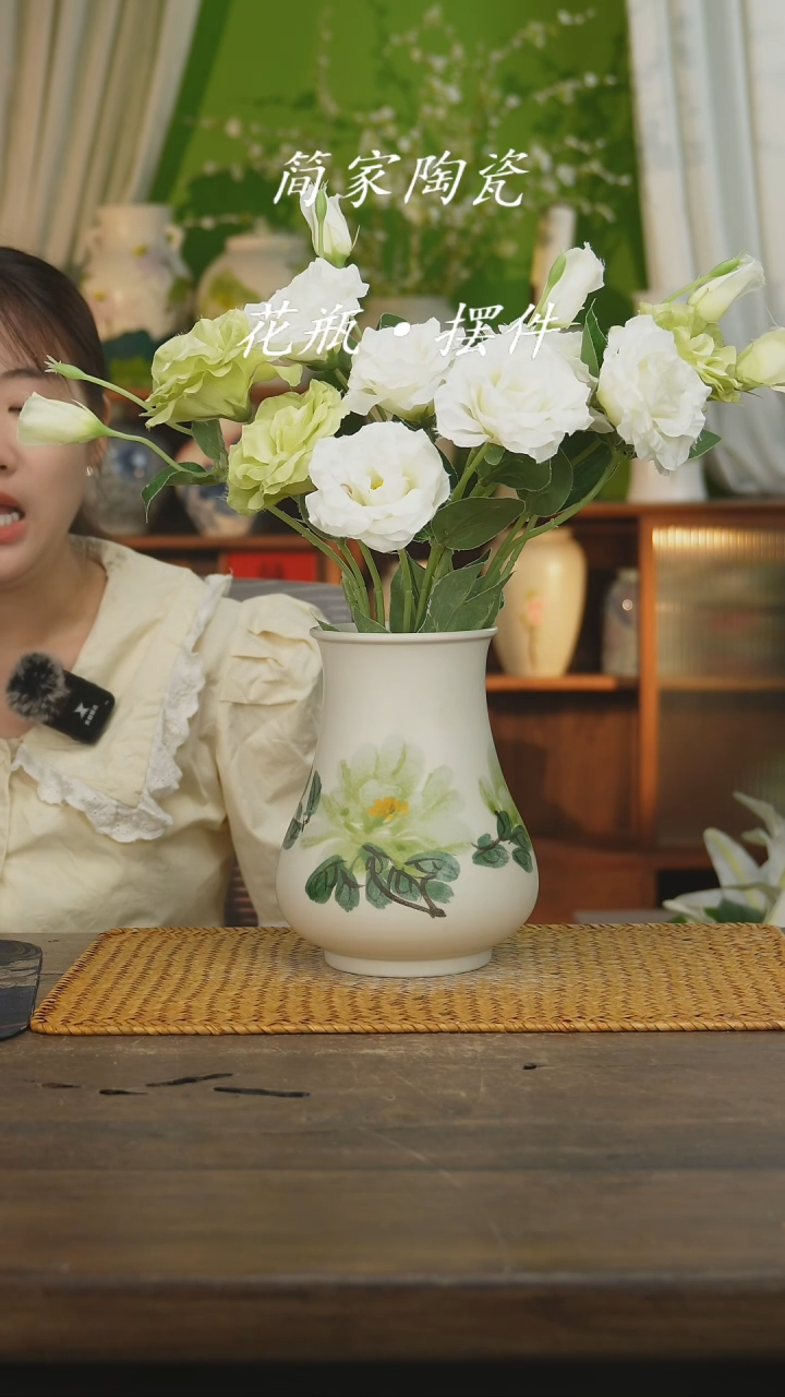瓷片景德镇纯手工手绘花器摆件