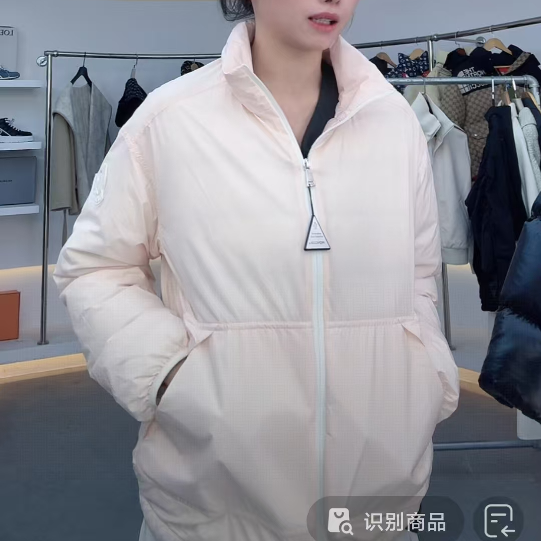 未使用 MONCLER 拉链长袖羽绒 粉色/0