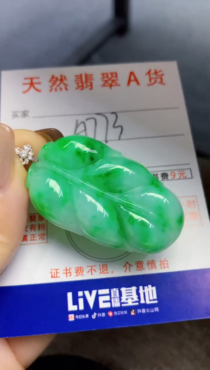 颈饰18K金镶嵌翡翠天然A货翡翠百元以上9元证书费自理