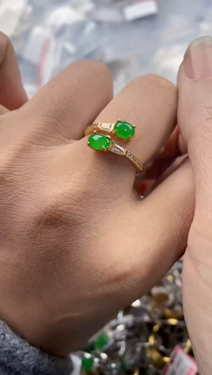 银S925镶嵌戒指翡翠444---10