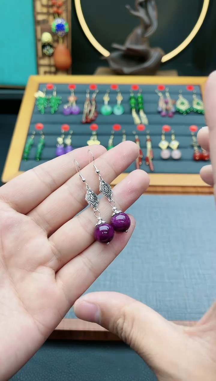 【闪购商品】玛瑙/玉髓耳钉银S925镶嵌202000