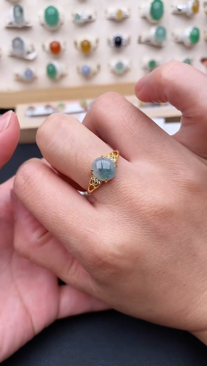 【闪购商品】翡翠戒指银S925镶嵌天然翡翠111   1+